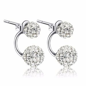 Rhinestone Wedding Earrings Double Ball